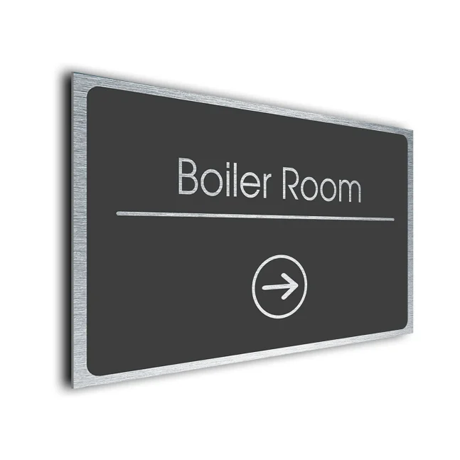 Boiler Room Sign Directional Sign - Brushed Metal Finish Boiler Room Sign Directional Sign - Brushed Metal Finish