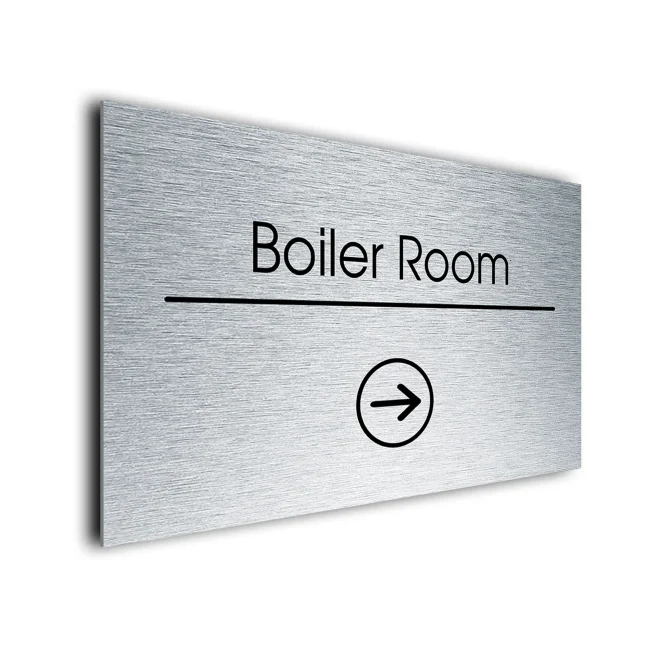Boiler Room Sign Directional Sign - Brushed Metal Finish Boiler Room Sign Directional Sign - Brushed Metal Finish