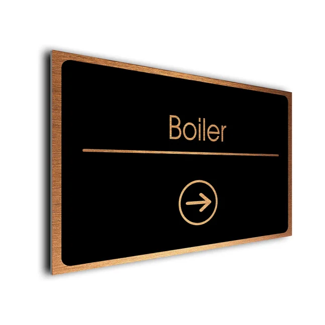 Boiler Sign Directional Sign - Brushed Metal Finish