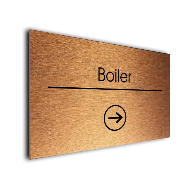 Boiler Sign Directional Sign - Brushed Metal Finish Boiler Sign Directional Sign - Brushed Metal Finish