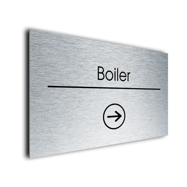 Boiler Sign Directional Sign - Brushed Metal Finish Boiler Sign Directional Sign - Brushed Metal Finish