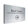 Boot Closet Sign Directional Sign - Brushed Metal Finish