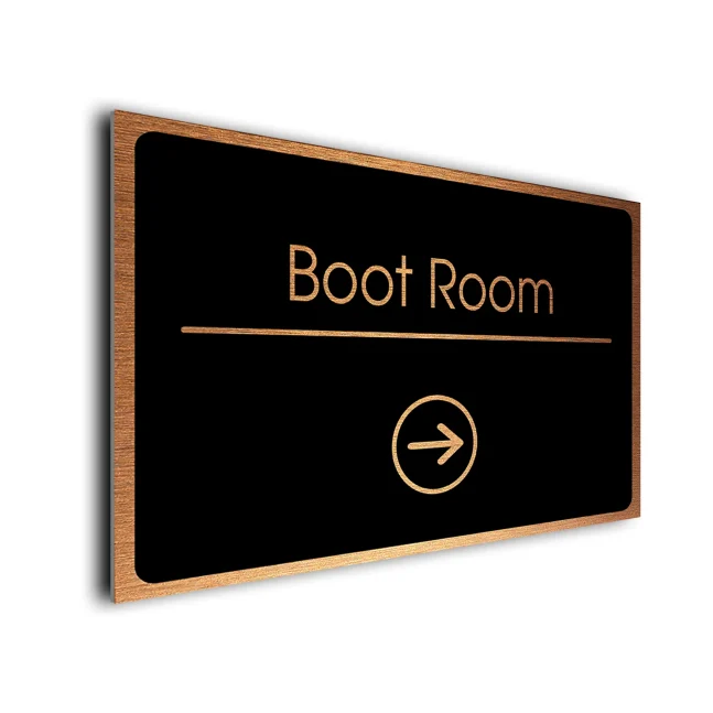 Boot Room Sign Directional Sign - Brushed Metal Finish