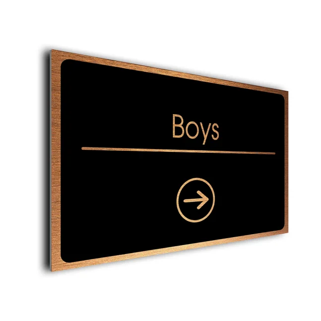 Boys Sign Directional Sign - Brushed Metal Finish
