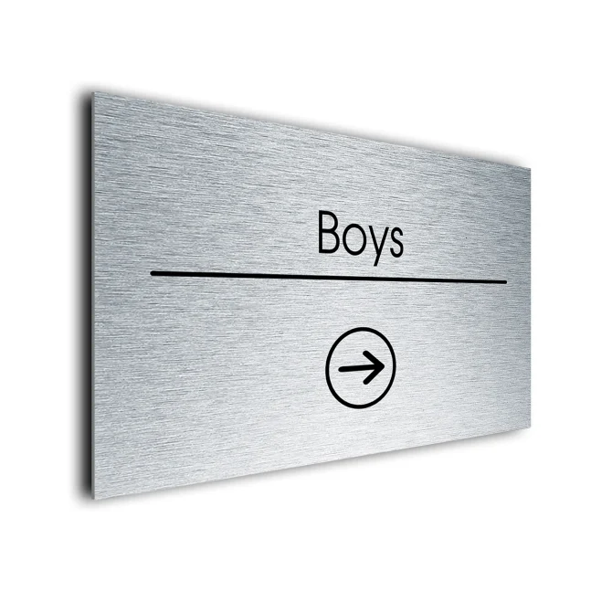 Boys Sign Directional Sign - Brushed Metal Finish Boys Sign Directional Sign - Brushed Metal Finish