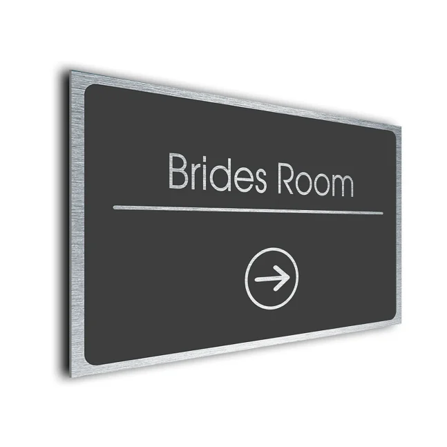 Brides Room Sign Directional Sign - Brushed Metal Finish Brides Room Sign Directional Sign - Brushed Metal Finish