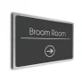 Broom Room Sign Directional Sign - Brushed Metal Finish