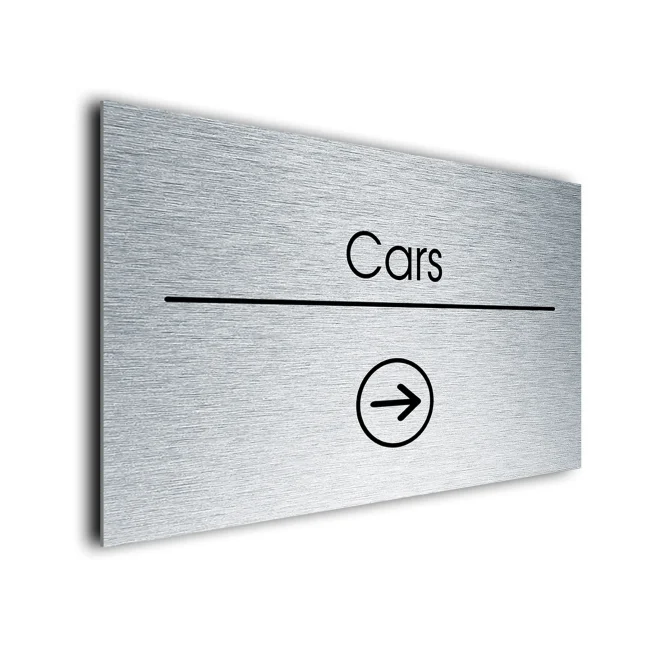 Cars Sign Directional Sign - Brushed Metal Finish Cars Sign Directional Sign - Brushed Metal Finish