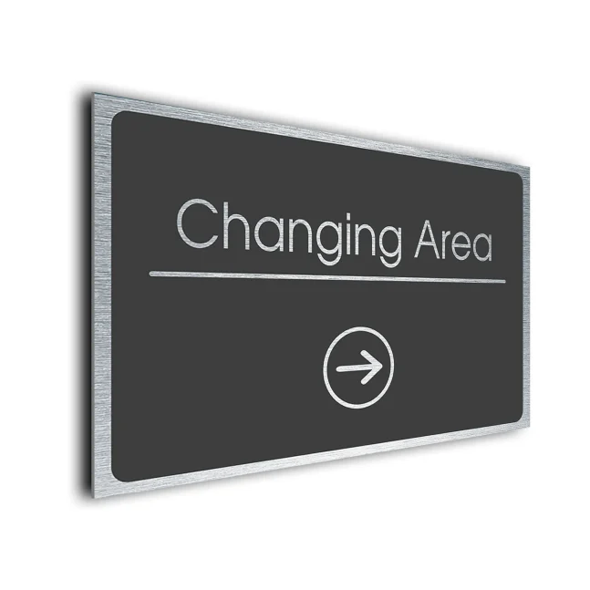 Changing Area Sign Directional Sign - Brushed Metal Finish Changing Area Sign Directional Sign - Brushed Metal Finish
