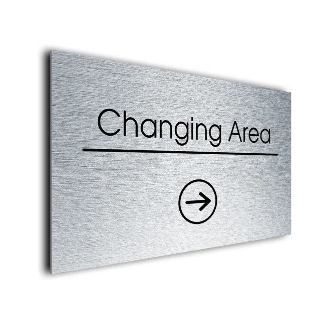 Changing Area Sign Directional Sign - Brushed Metal Finish Changing Area Sign Directional Sign - Brushed Metal Finish