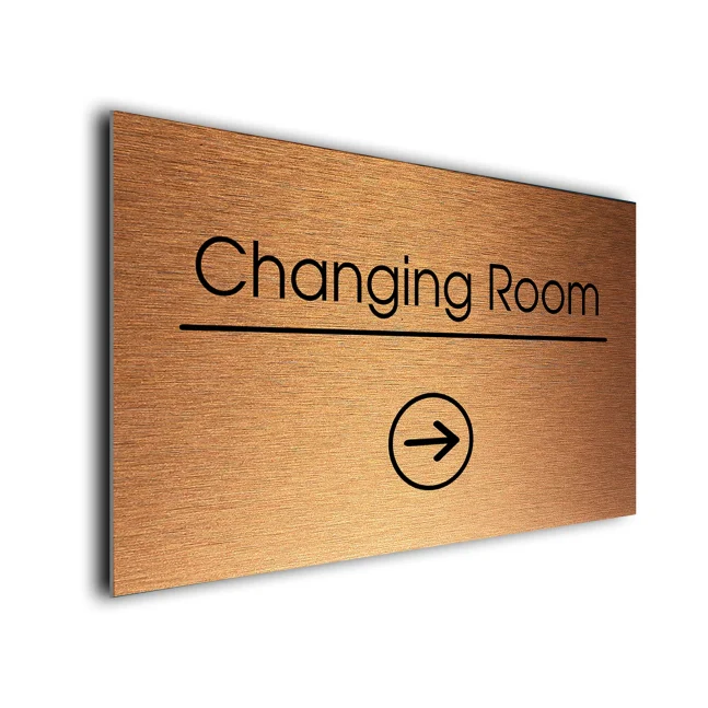 Changing Room Sign Directional Sign - Brushed Metal Finish Changing Room Sign Directional Sign - Brushed Metal Finish
