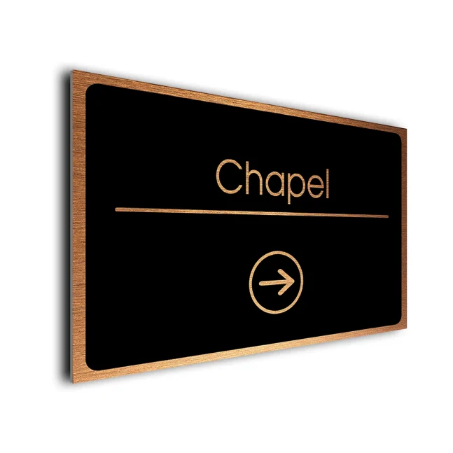 Chapel Sign Directional Sign - Brushed Metal Finish