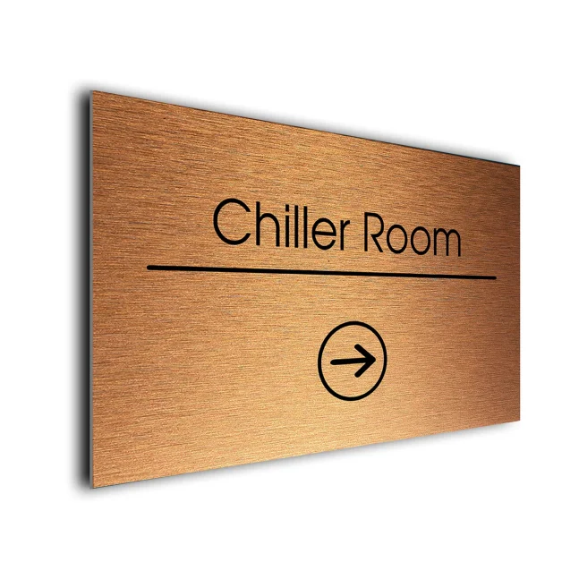 Chiller Room Sign Directional Sign - Brushed Metal Finish Chiller Room Sign Directional Sign - Brushed Metal Finish