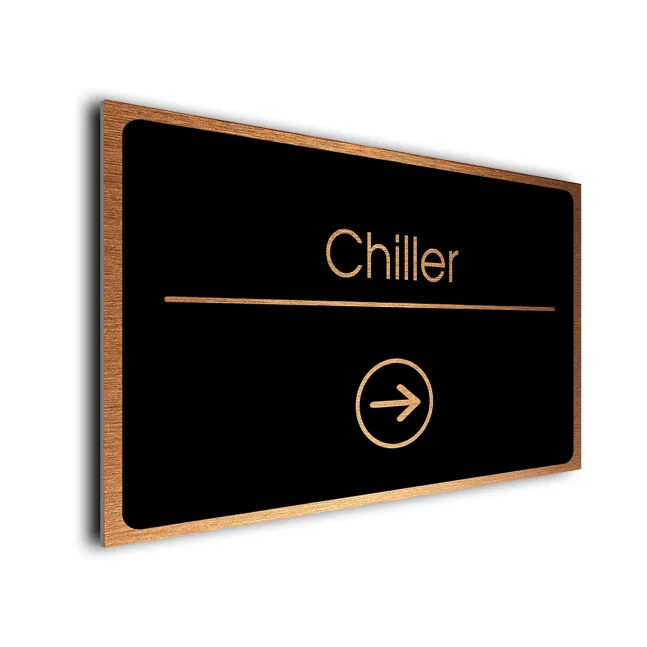 Chiller Sign Directional Sign - Brushed Metal Finish