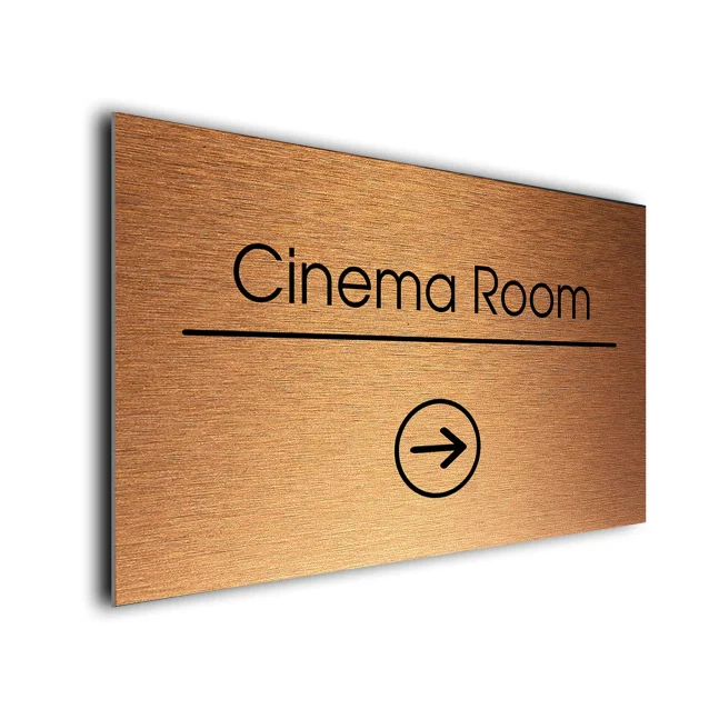 Cinema Room Sign Directional Sign - Brushed Metal Finish Cinema Room Sign Directional Sign - Brushed Metal Finish