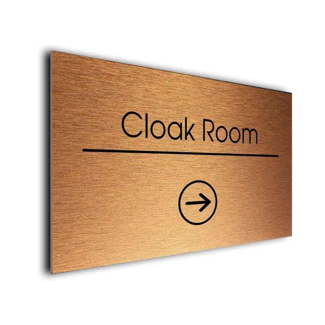 Cloak Room Sign Directional Sign - Brushed Metal Finish Cloak Room Sign Directional Sign - Brushed Metal Finish