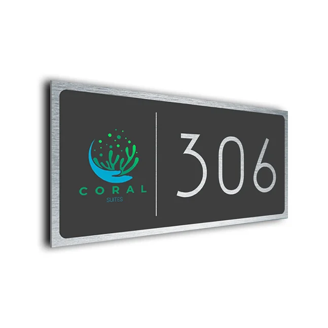 Hotel Logo Sign HLS118-GS Signs Modern Hotel Room Sign with Logo