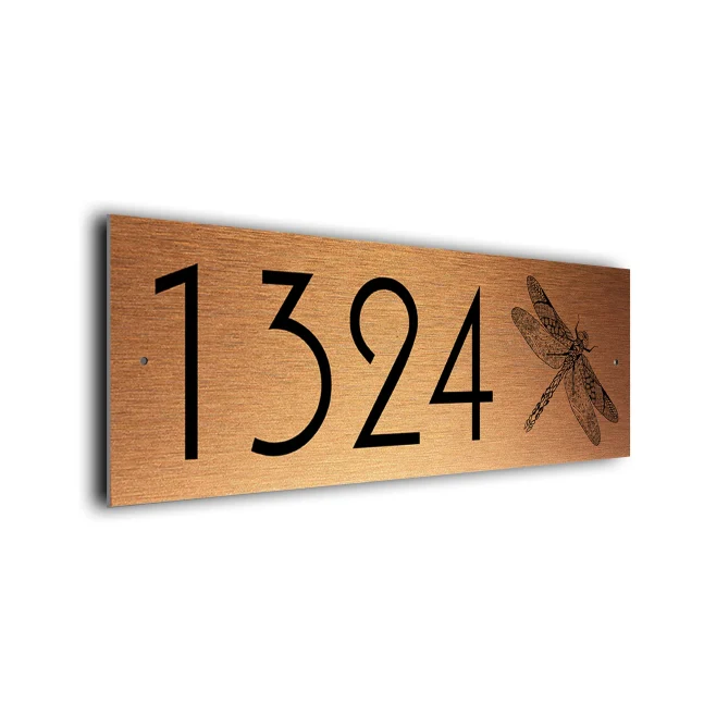 Copper Dragonfly Address Sign Personalized Dragonfly Address Sign