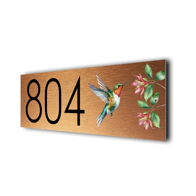 Copper Hummingbird Address Sign Custom Hummingbird Address Sign