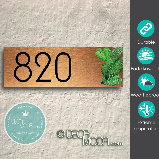 Weatherproof Monstera Address Sign Outdoor Weatherproof Address Sign