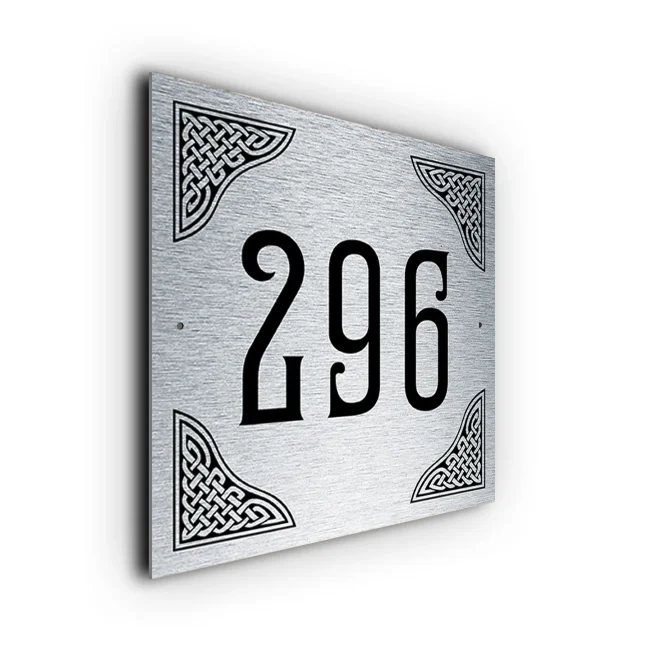 Celtic House Number Sign CEHN154-SB-6x6 copy Celtic knotwork House Number Sign