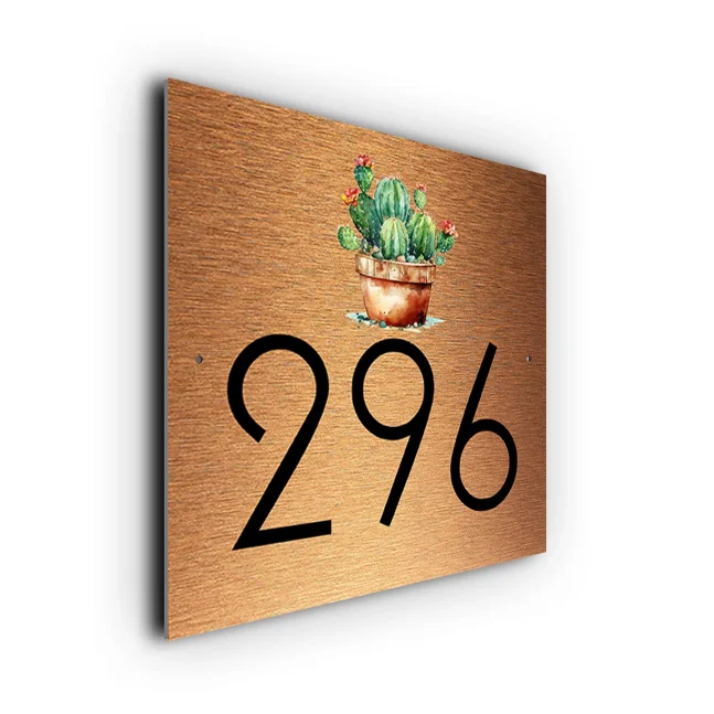 Copper Cactus House Number Sign Cactus House Number Sign