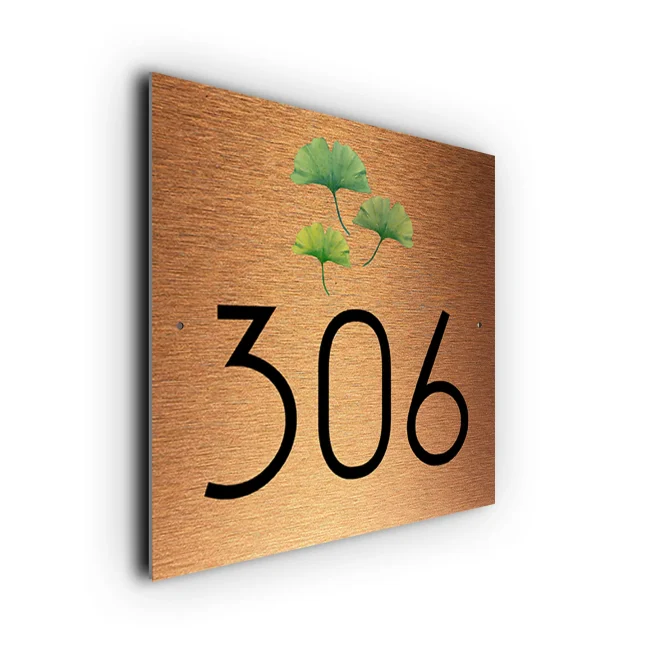 Copper Ginkgo House Number Sign Ginkgo House Number Sign