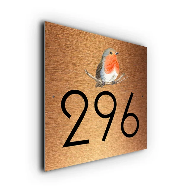Copper Robin House Number Sign Robin House Number Sign