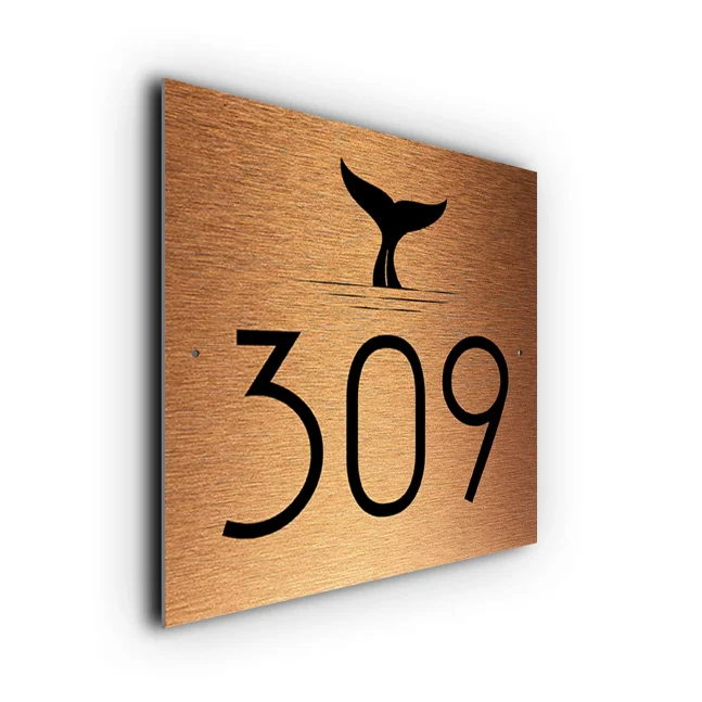 Copper Whale House Number Sign Copper Whale House Number Sign