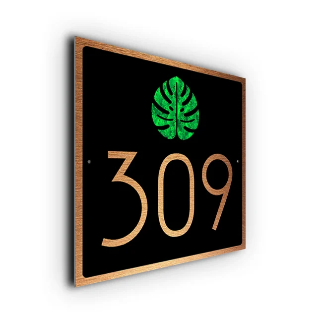 Custom Monstera House Number Sign Custom Monstera House Number Sign