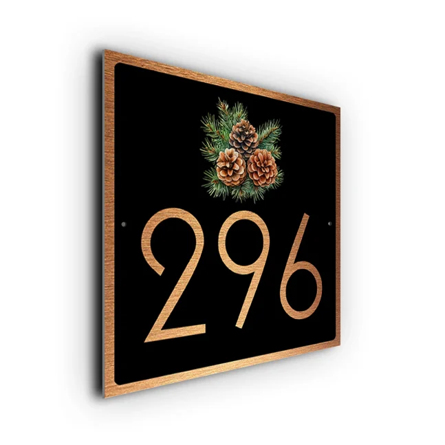 Custom Pinecone House Number Sign Pinecone House Number Plaque