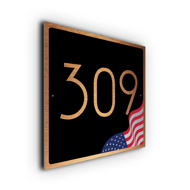 Custom USA Flag House Number Sign USA Flag House Number Sign