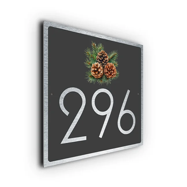 Modern Pinecone House Number Sign Pinecone House Number Plaque