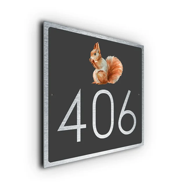 Modern Squirrel House Number Sign Squirrel House Number Sign