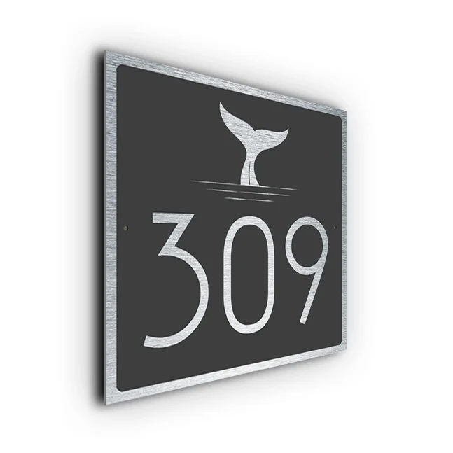 Custom Whale House Number Sign