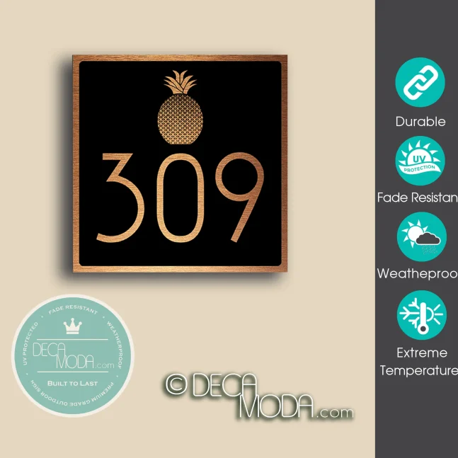 Weatherproof Pineapple House Number Sign Outdoor Durable Pineapple House Number Sign