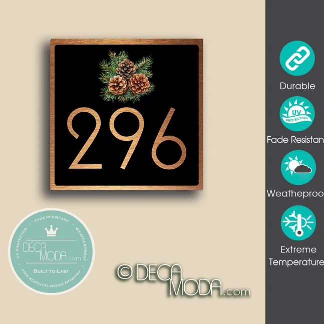 Weatherproof Pinecone House Number Sign Pinecone House Number Sign