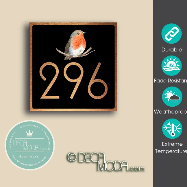 Weatherproof Robin House Number Sign Robin House Number Signs