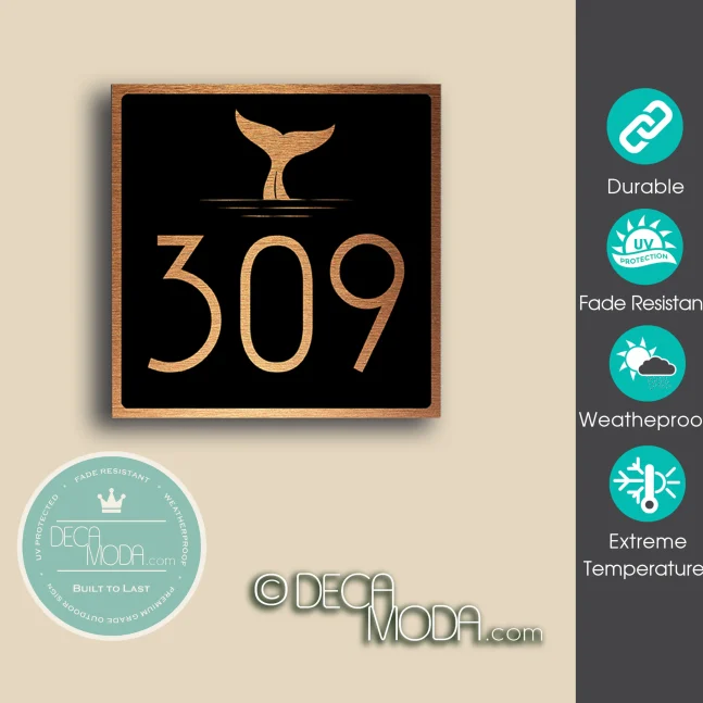 Weatherproof Whale House Number Sign Whale House Number Sign