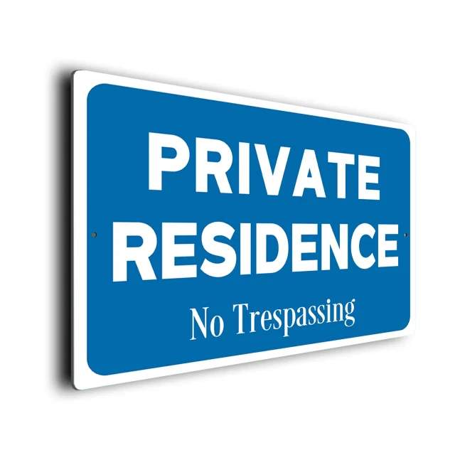 Blue Private Residence Sign Private Residence Sign