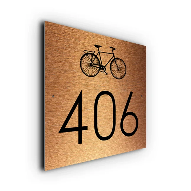 Copper Bicycle House Number Sign Bicycle House Number Sign