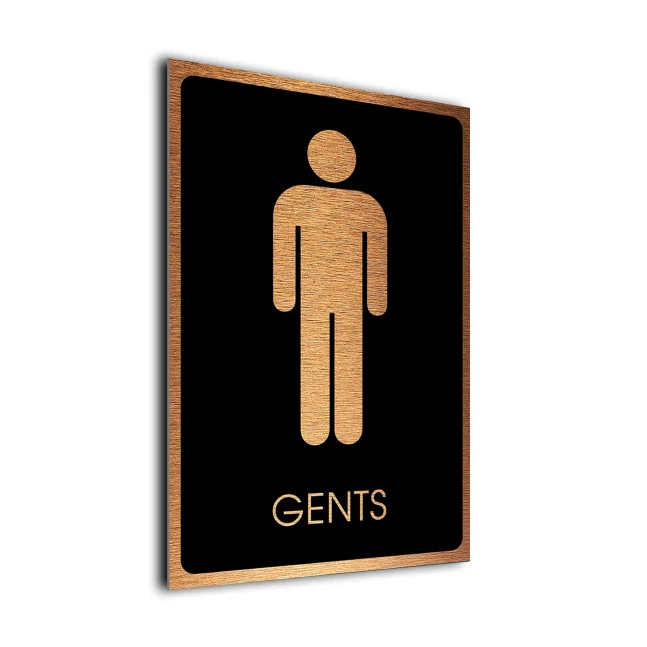 Gents Toilet Symbol Sign Black and Copper Gents Toilet Symbol Sign