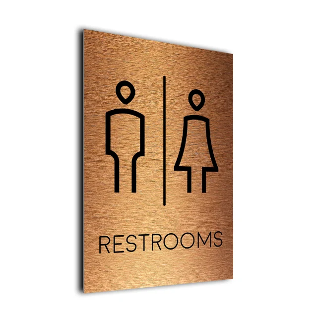Modern Restrooms Sign Copper Modern Restrooms Sign