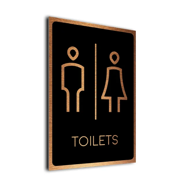 Modern Toilets Sign Black and Copper Modern Toilets Sign