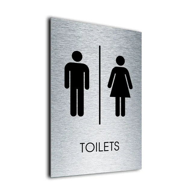 Traditional Toilets Symbol Brushed Metal Traditional Toilets Sign