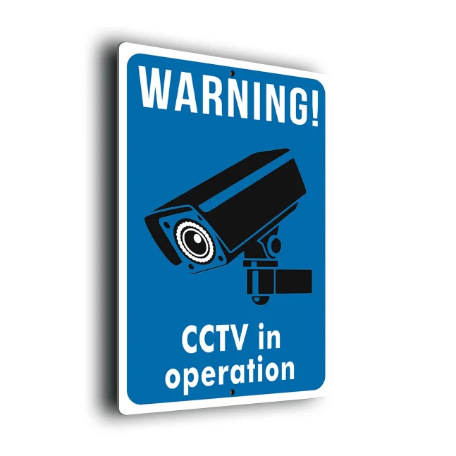 Warning CCTV in Operation Sign Blue Warning CCTV in Operation Sign
