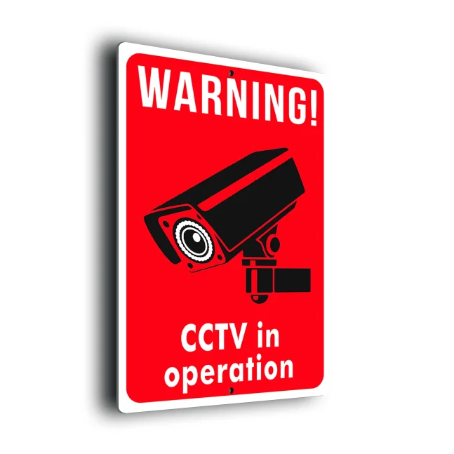 Warning CCTV in Operation Sign Red Warning CCTV in Operation Sign
