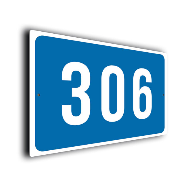 Blue Warehouse Number Sign