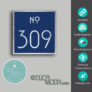 Navy and Brushed Metal Door Number Sign