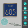 Navy Blue and Gold Suite Number Sign